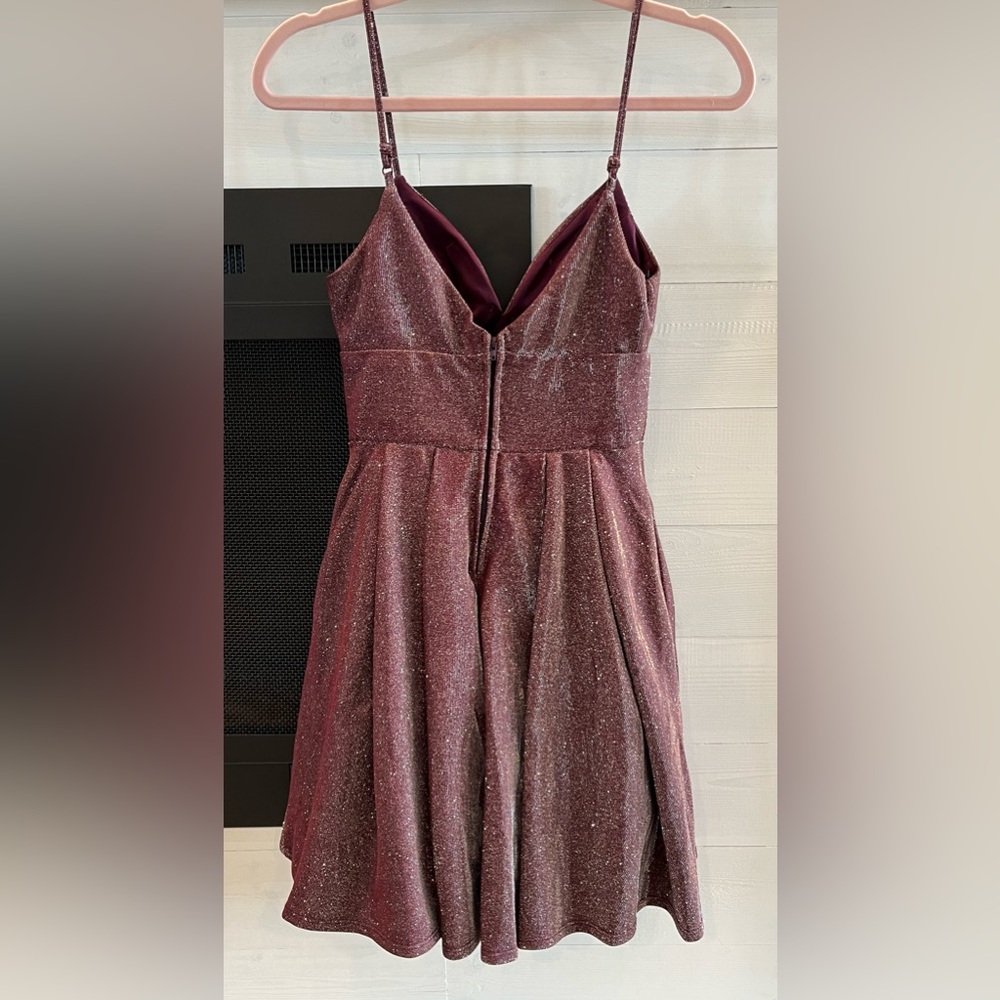 B Darlin maroon sparkle homecoming prom formal dress EUC size 1/2 skater dress - Picture 2 of 4